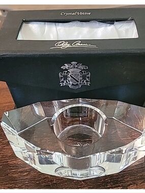 Oleg Cassini Cut Crystal Votive Candle Holder with Storage Box New